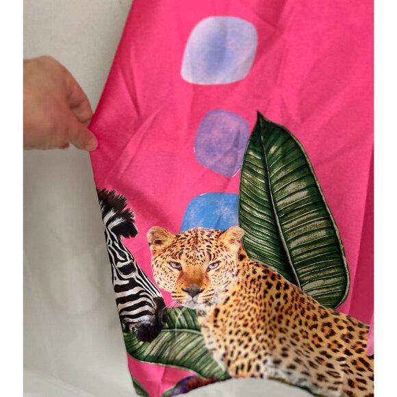 Patricia Forgeal LM Lulu Pink Button-Up Shirt With Jungle Safari Print Leopard & - Picture 7 of 11